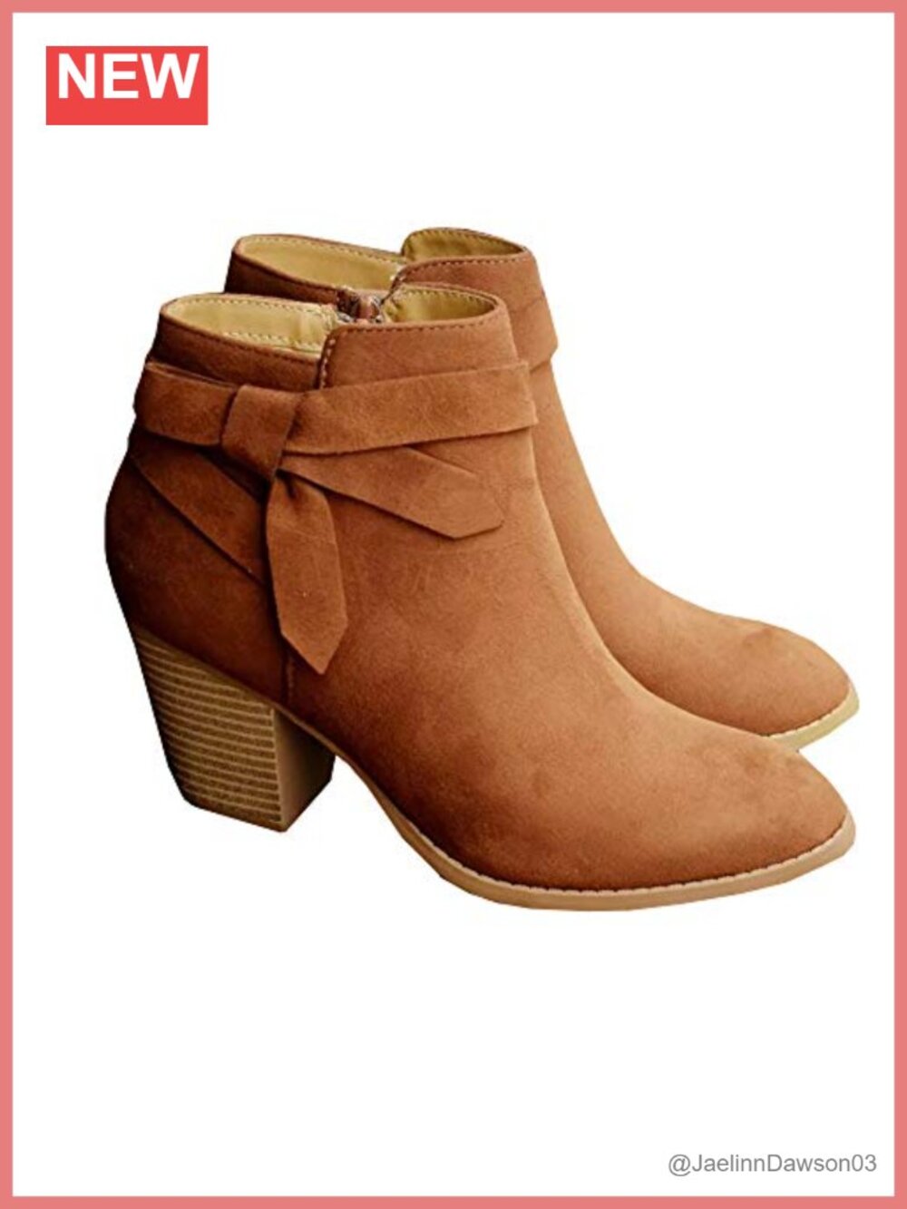 Faux Suede Chelsea Ankle Booties Chunky Stacked Heel Zip Bowtie